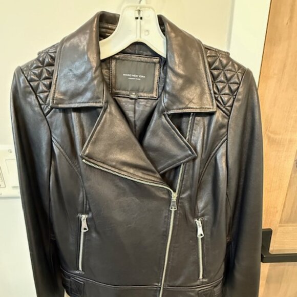 MARC New York Black Leather Biker Jacket . Size M - Picture 1 of 5